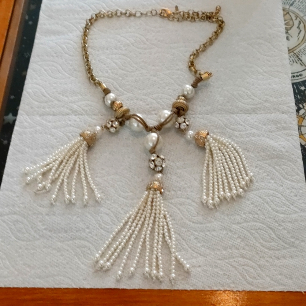 Chico's gold and pearl multi-pendant necklace